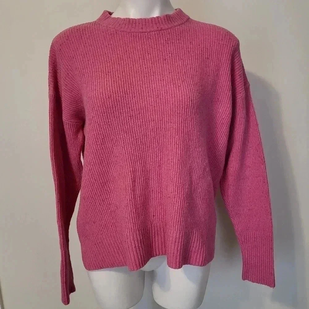 Something Navy Wool Blend Knit Pink Sweater